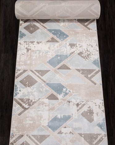 Ковер российский D979 Меринос (Фризе, бежевый, голубой)