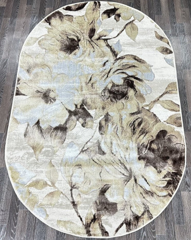 Ковер турецкий L137A Gilan (Полиэстер хит-сет, бежевый, серый, коричневый) овальный