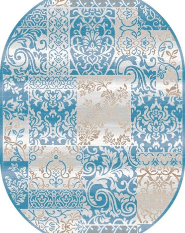 Ковер российский 20138-25026 Премиум (Полиэстер, бежевый, голубой) овальный